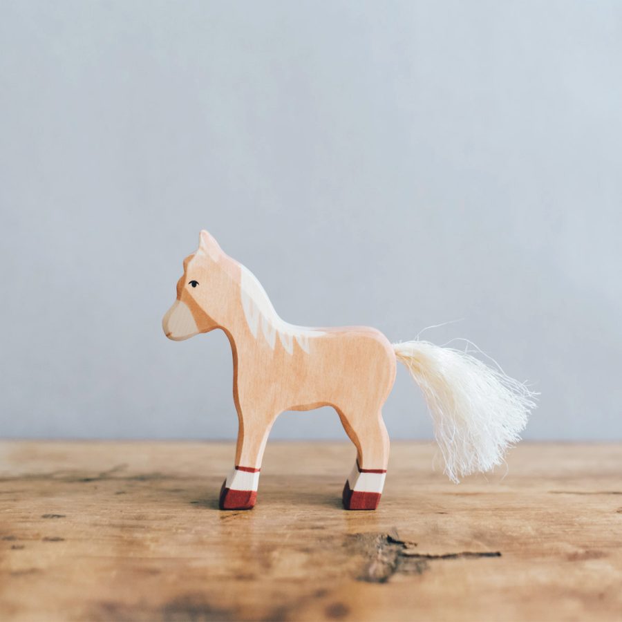 HOLZTIGER 德國木製動物積木 / 淺棕小馬