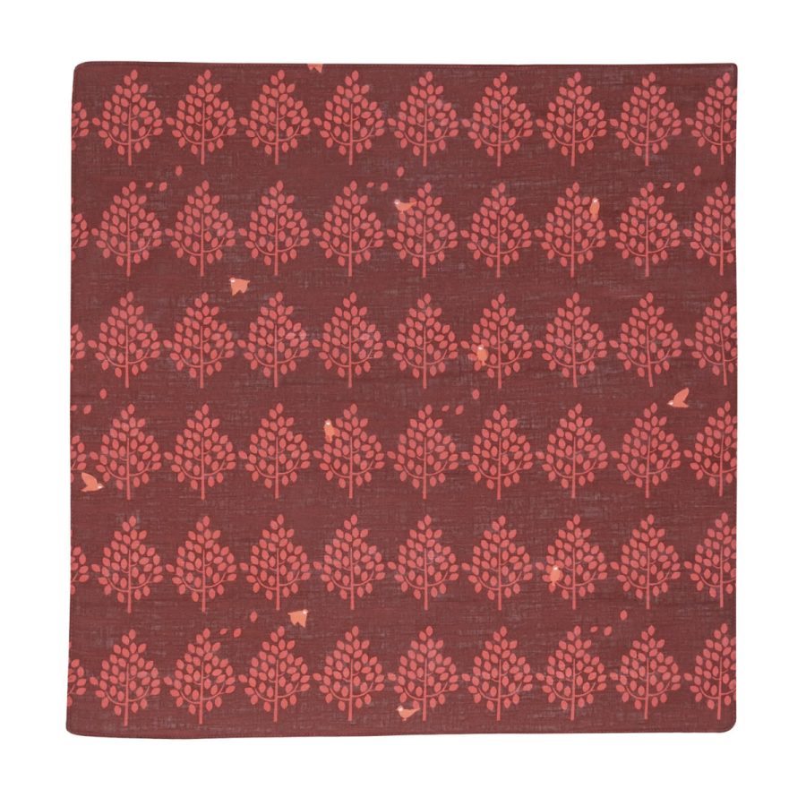 京都青衣 Aogoromo 方巾手帕 / 森林與鳥（朱紅）