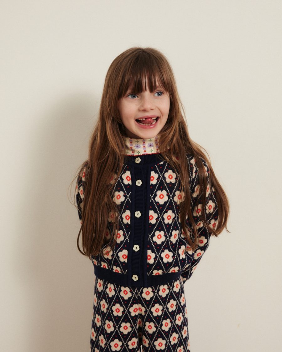 hello Simone Lison cardigan Navy Flower / 4Y, 6Y, 8Y – 兒山企画部