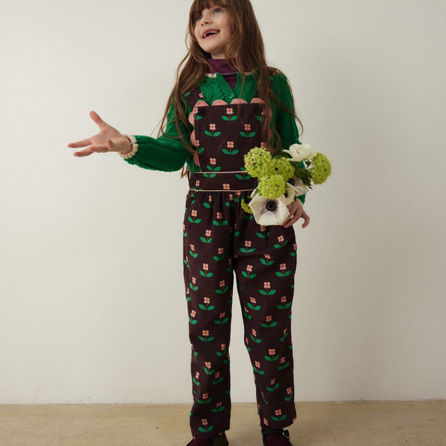 hello Simone Noisette overall Flora Chocolate / 4Y, 6Y, 8Y