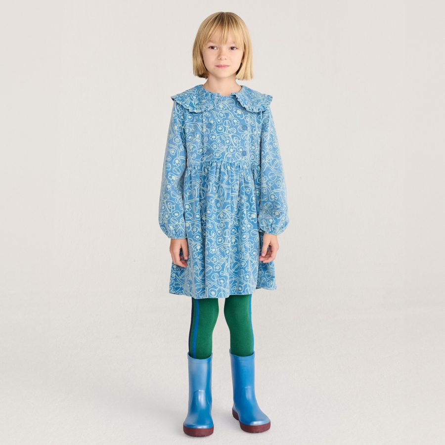 BOBO CHOSES Sketchy Flowers all over corduroy dress / 2Y – 8Y