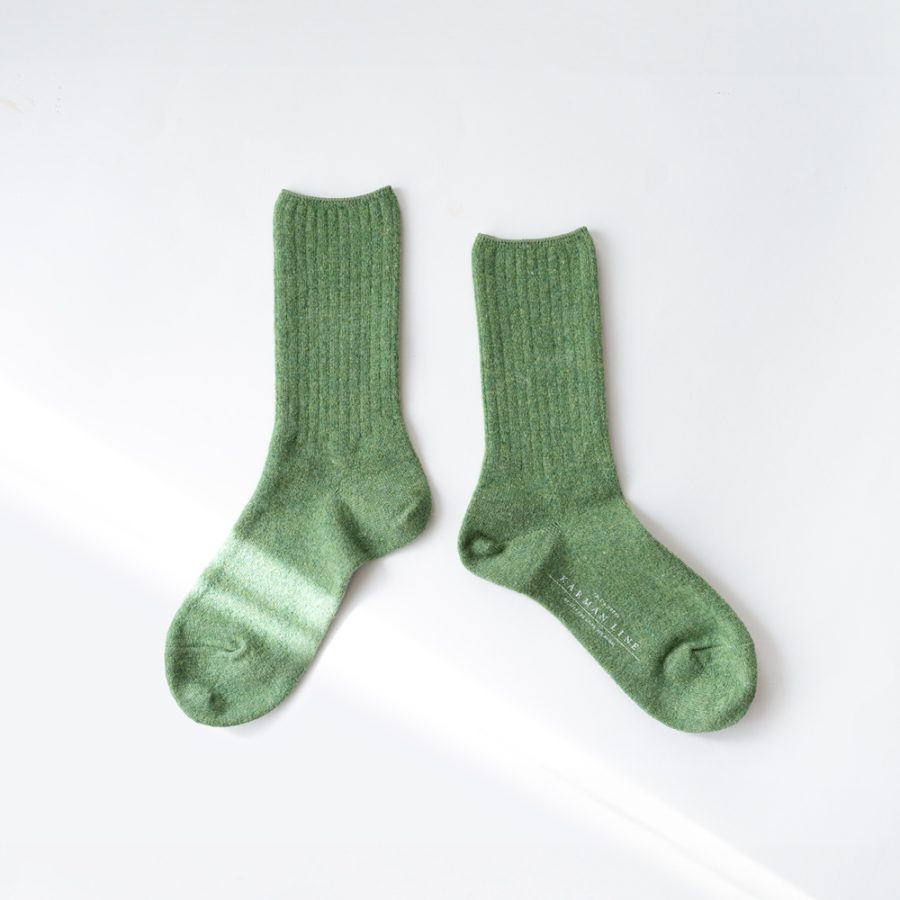 KARMAN LINE 襪 / TAURUS Wool × Plain 23-25cm - 橄欖綠